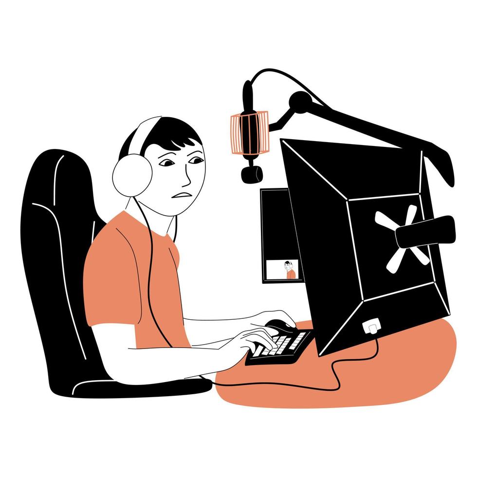 Illustration of the gamer streaming online vector