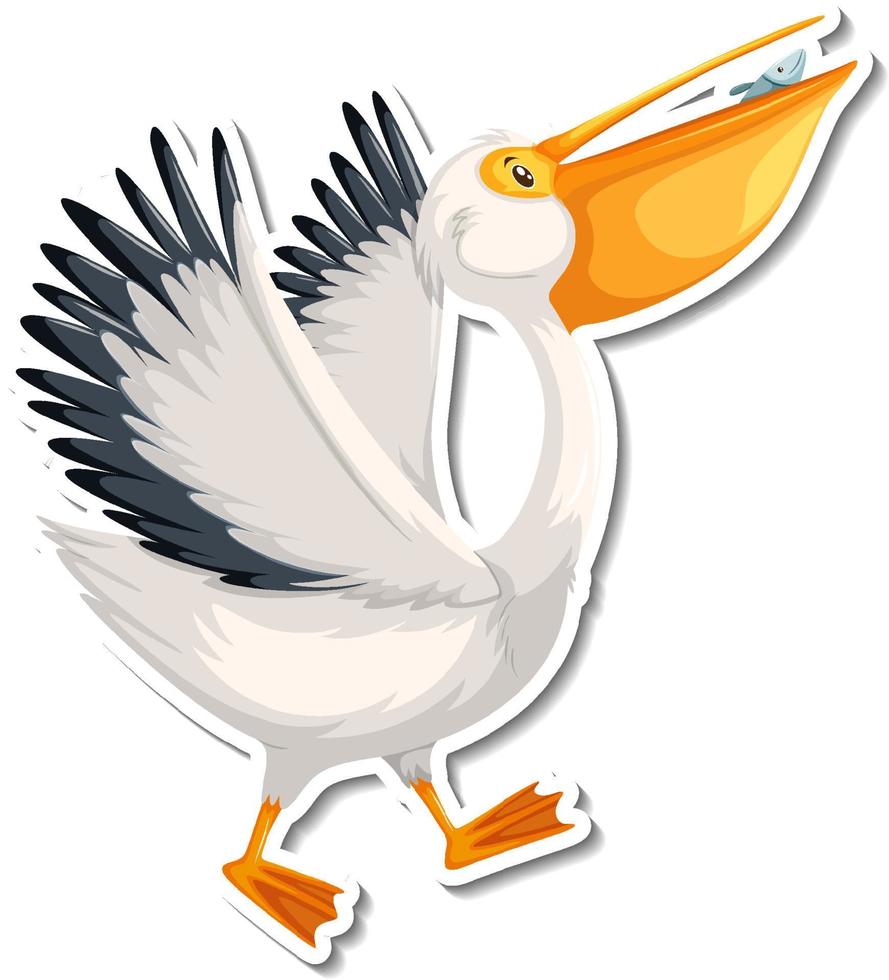 Pelican bird cartoon sticker vector