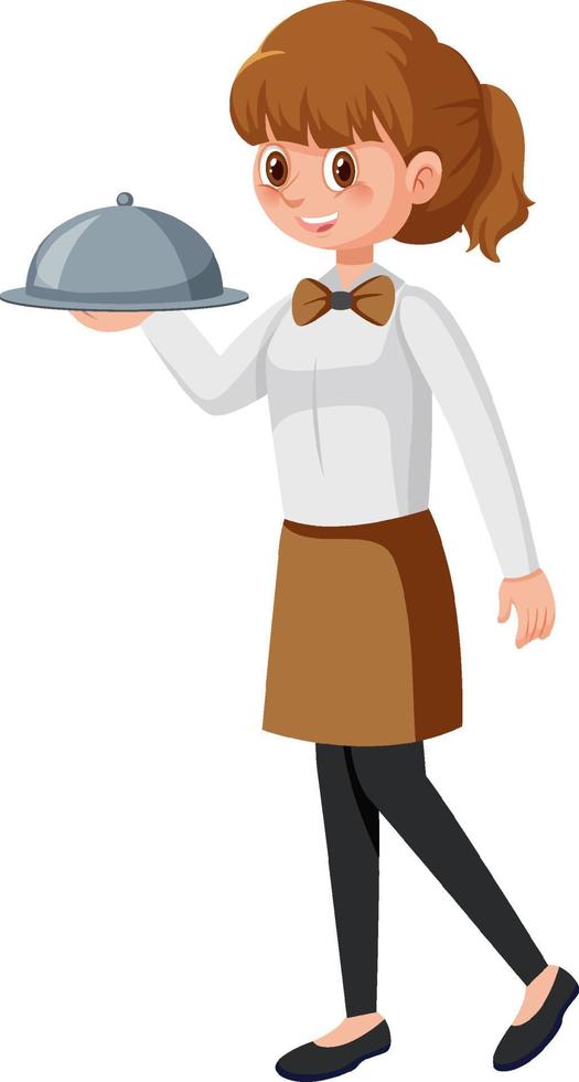 Cute waitress serving food vector