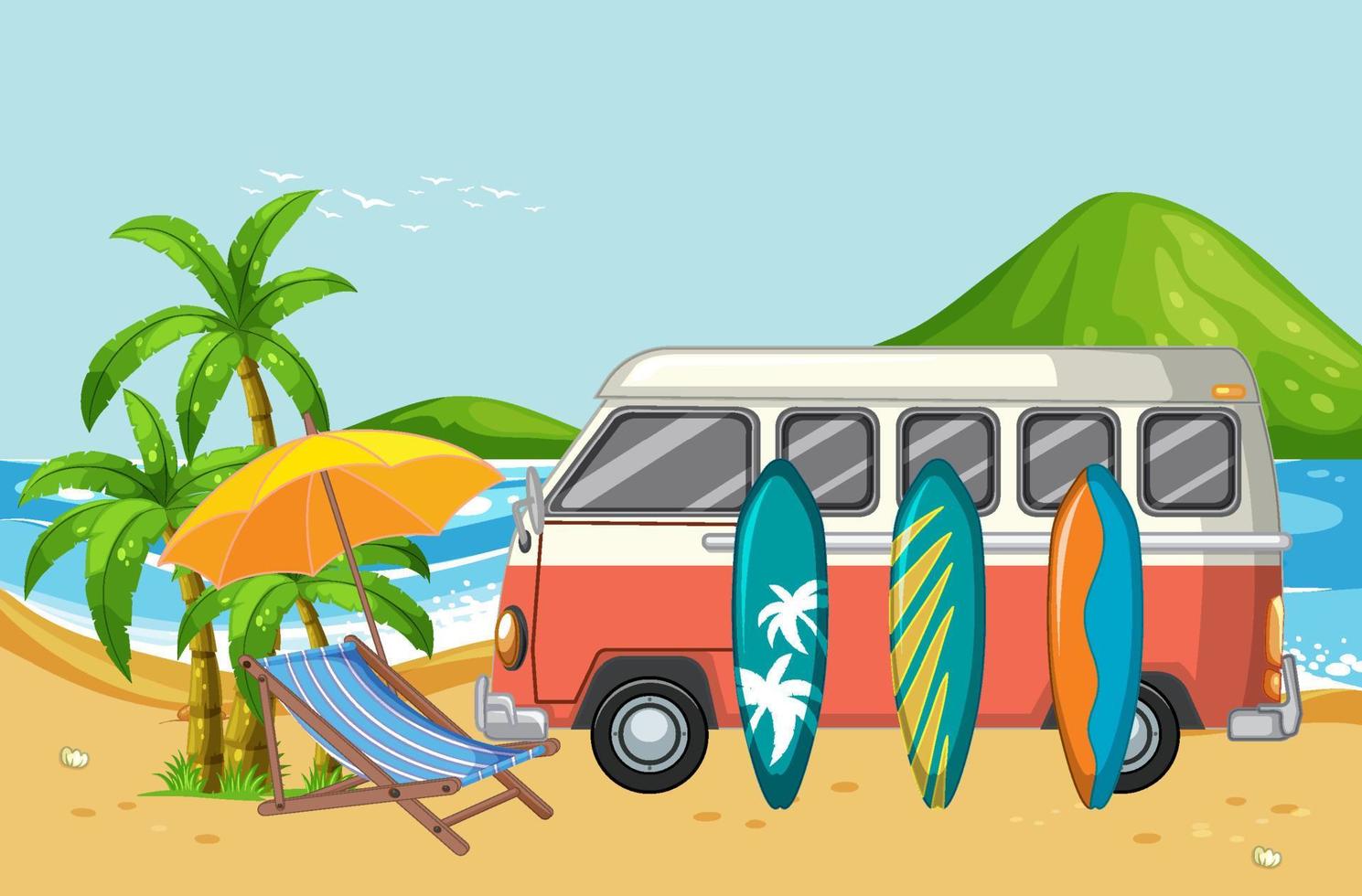 Sunny day the at beach scene vector