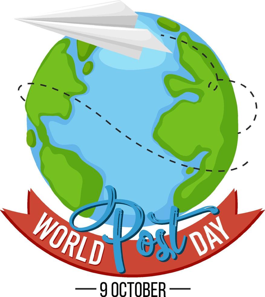 World Post Day banner with earth globe vector