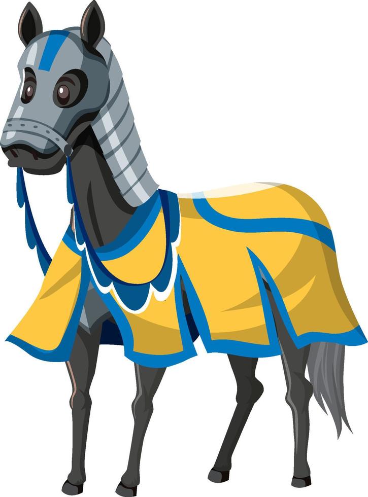 Horse wearing armour isolated on white background vector