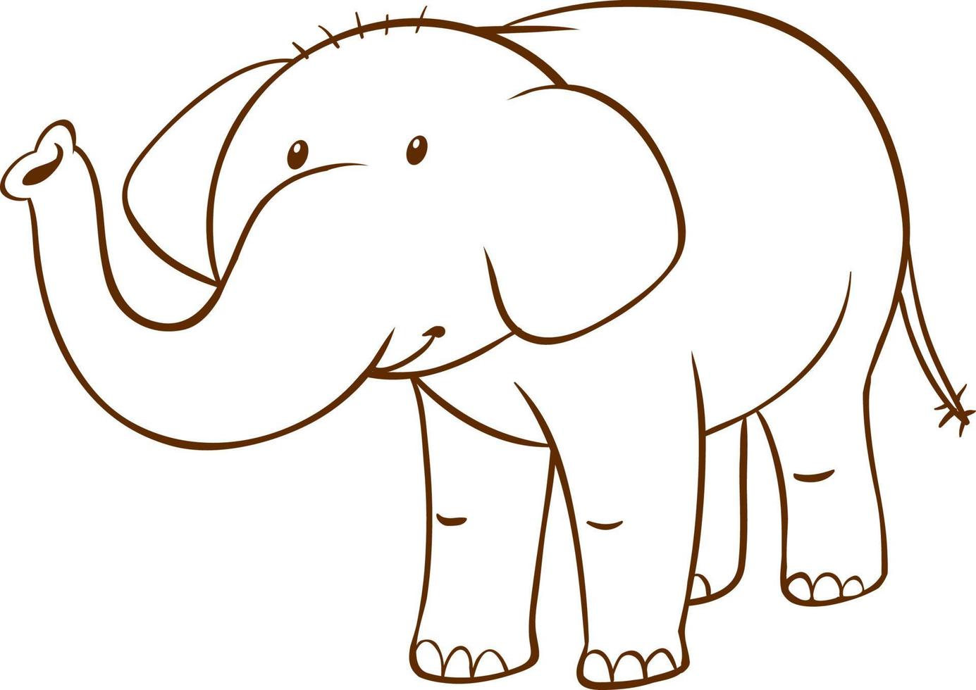 Elephant in doodle simple style on white background vector