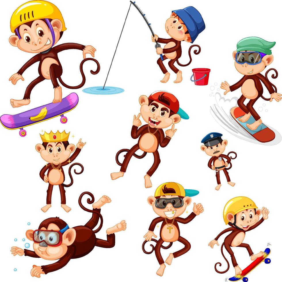 Monkey seamless pattern background vector