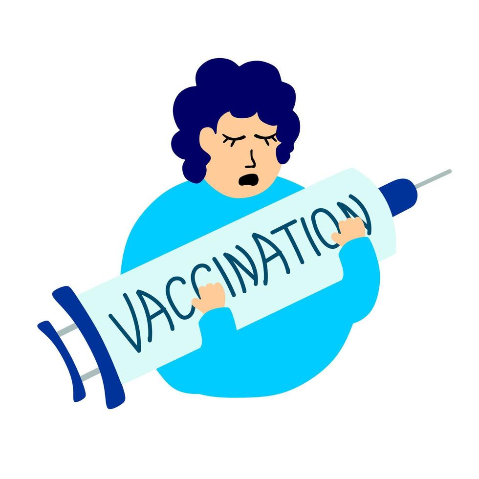 Vaccination illustration on the topic of the pandemic and prevention of coronavirus infection. Injection of the vaccine and serum. Medicine during an epidemic. vector