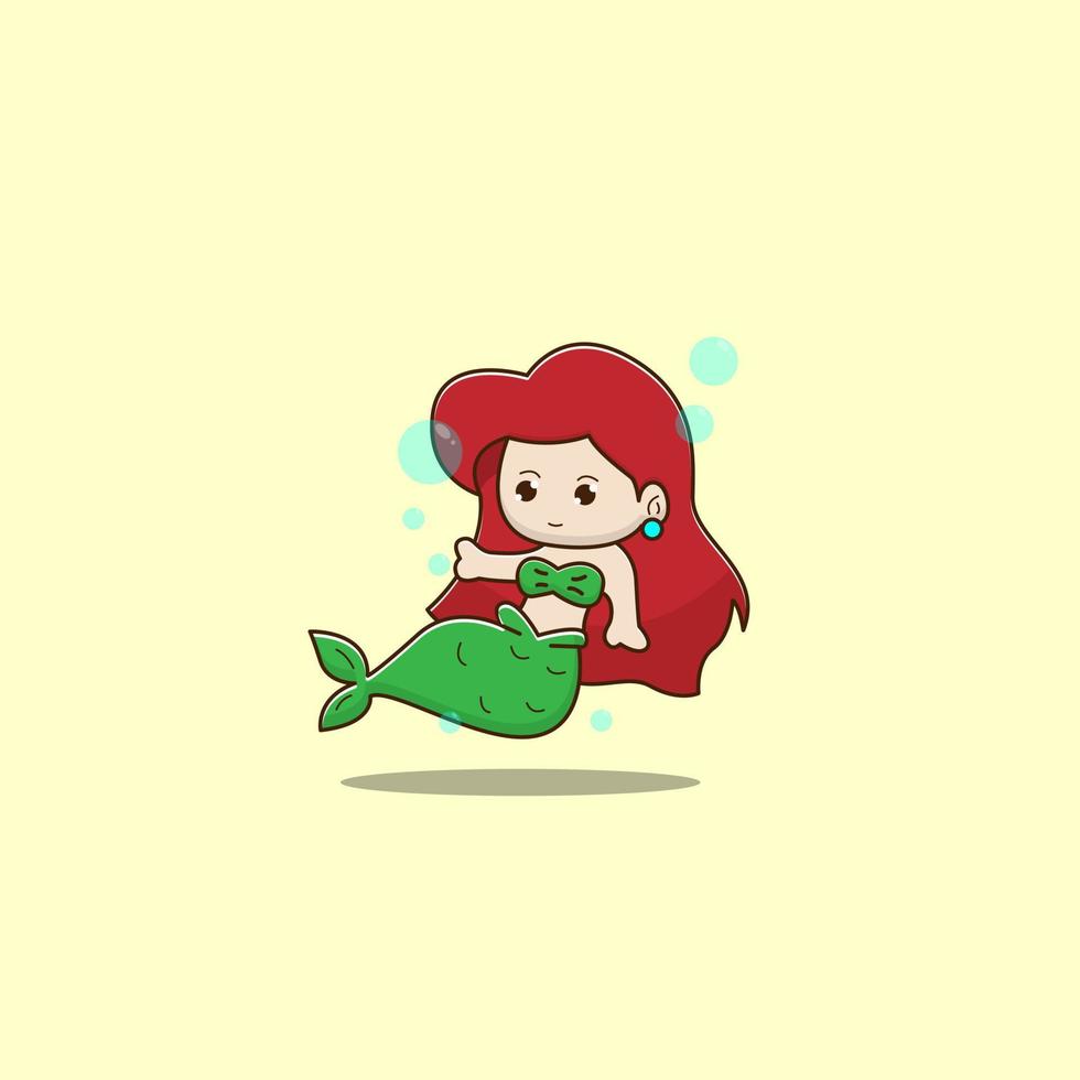 cute mermaid with water bubbles vector