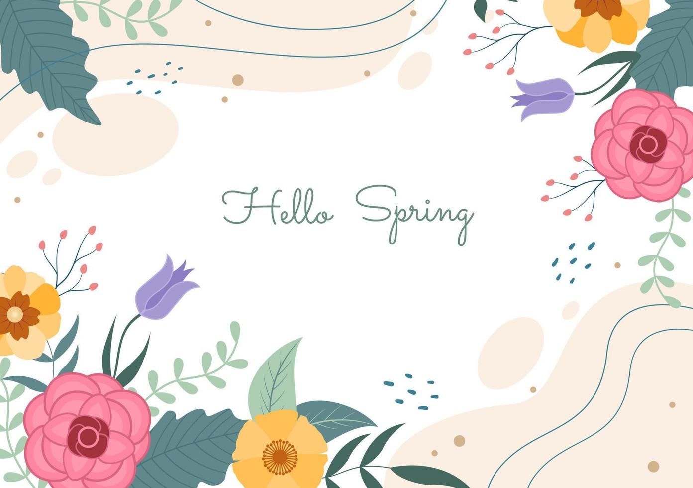 Spring Time Background with Flowers Season and Plant for Promotions, Magazines, Advertising or Websites. Nature Flat Vector Illustration