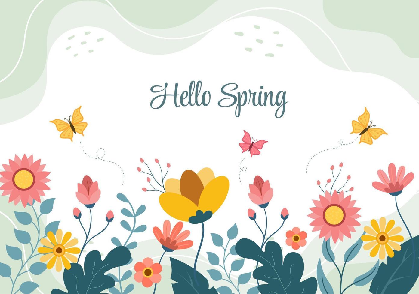 Spring Time Background with Flowers Season and Plant for Promotions, Magazines, Advertising or Websites. Nature Flat Vector Illustration