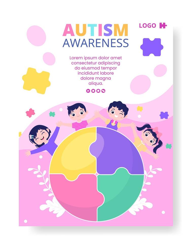 World Autism Awareness Day Poster Template Flat Illustration Editable of Square Background Suitable for Social media or Greetings Card vector