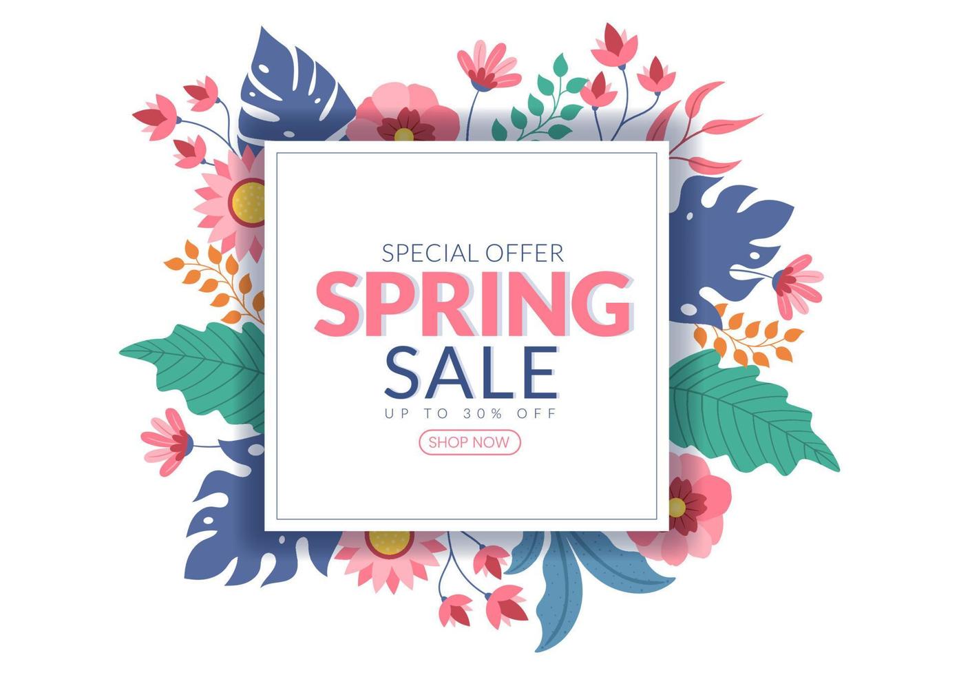 Spring Sale Blossom Flowers Background Natural Template Vector Illustration with Season Plant Suitable for Greeting Card, Invitation or Poster