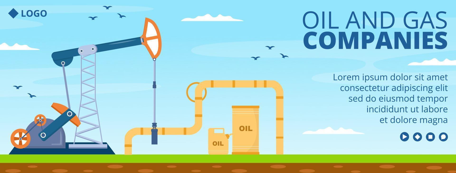 ilustración de diseño plano de plantilla de portada de industria de gas de petróleo editable de fondo cuadrado para redes sociales o tarjeta de saludos vector