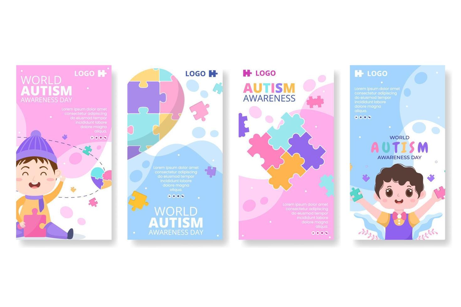 World Autism Awareness Day Stories Template Flat Illustration Editable of Square Background Suitable for Social media or Greetings Card vector