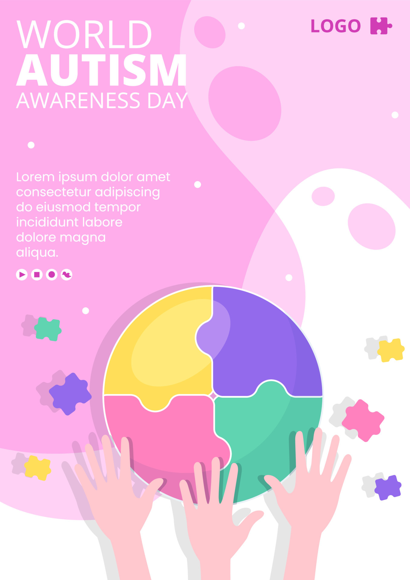 World Autism Awareness Day Flyer Template Flat Illustration Editable of World Autism Awareness Day Flyer Template Flat Illustration Editable of