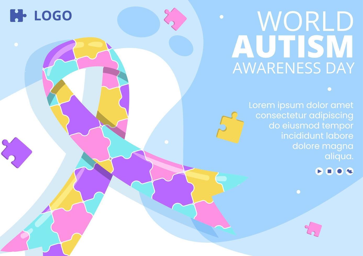 plantilla de folleto del día mundial de concientización sobre el autismo ilustración plana editable de fondo cuadrado adecuado para redes sociales o tarjeta de saludos vector