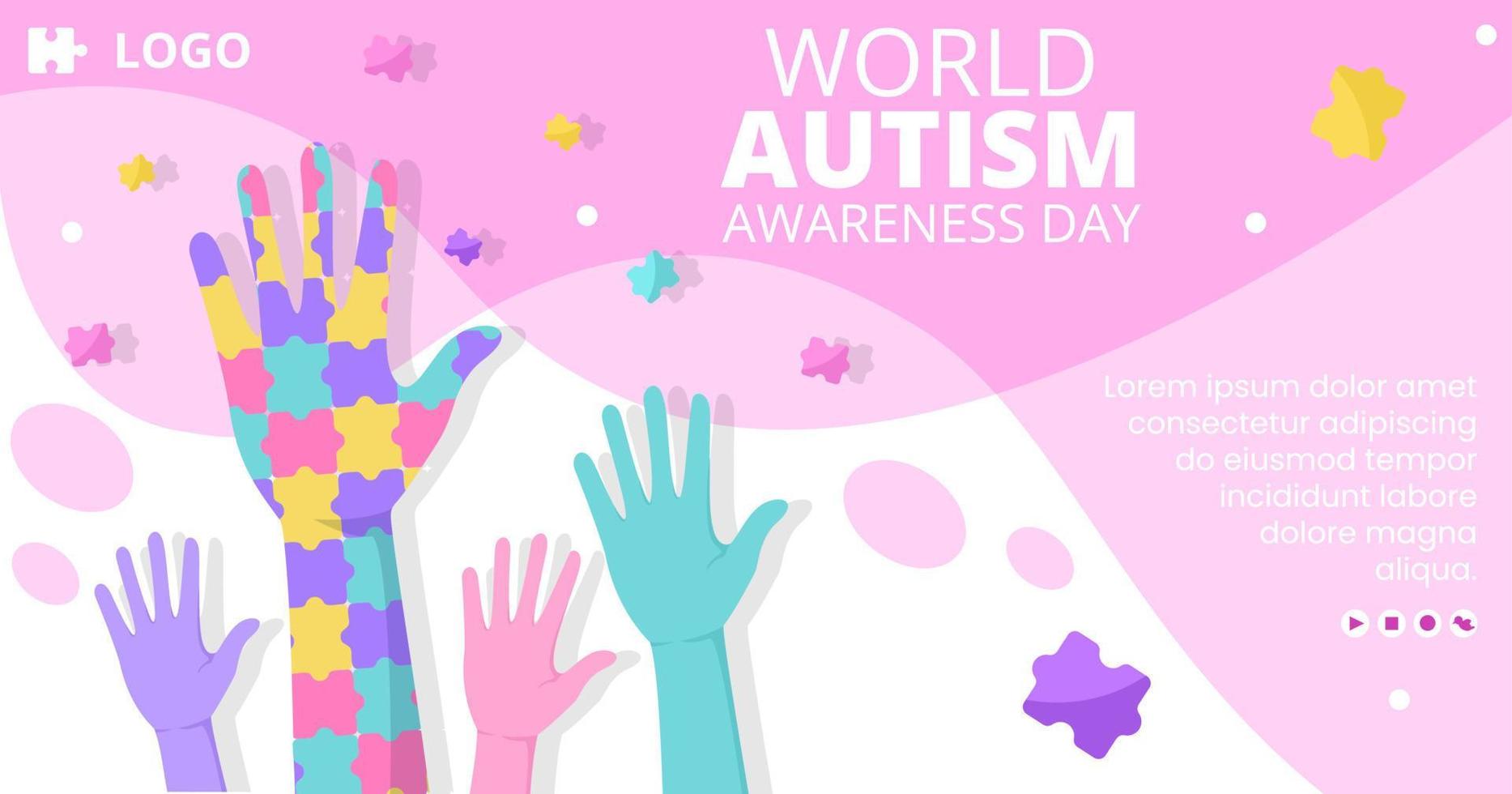 World Autism Awareness Day Post Template Flat Illustration Editable of Square Background Suitable for Social media or Greetings Card vector