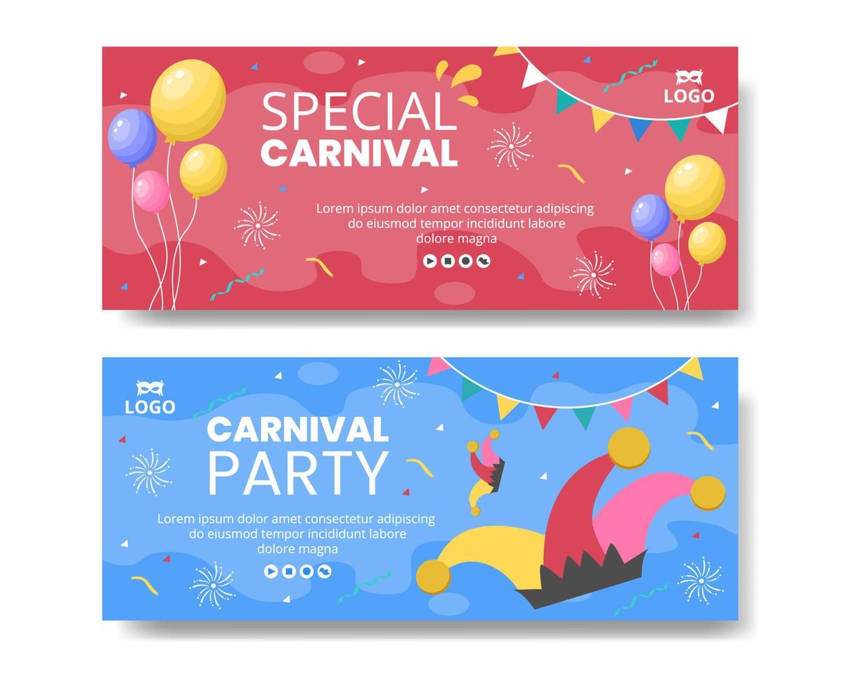 Happy Carnival Celebration Banner Template Flat Illustration Editable of Square Background Suitable for Social Media or Greeting Card vector