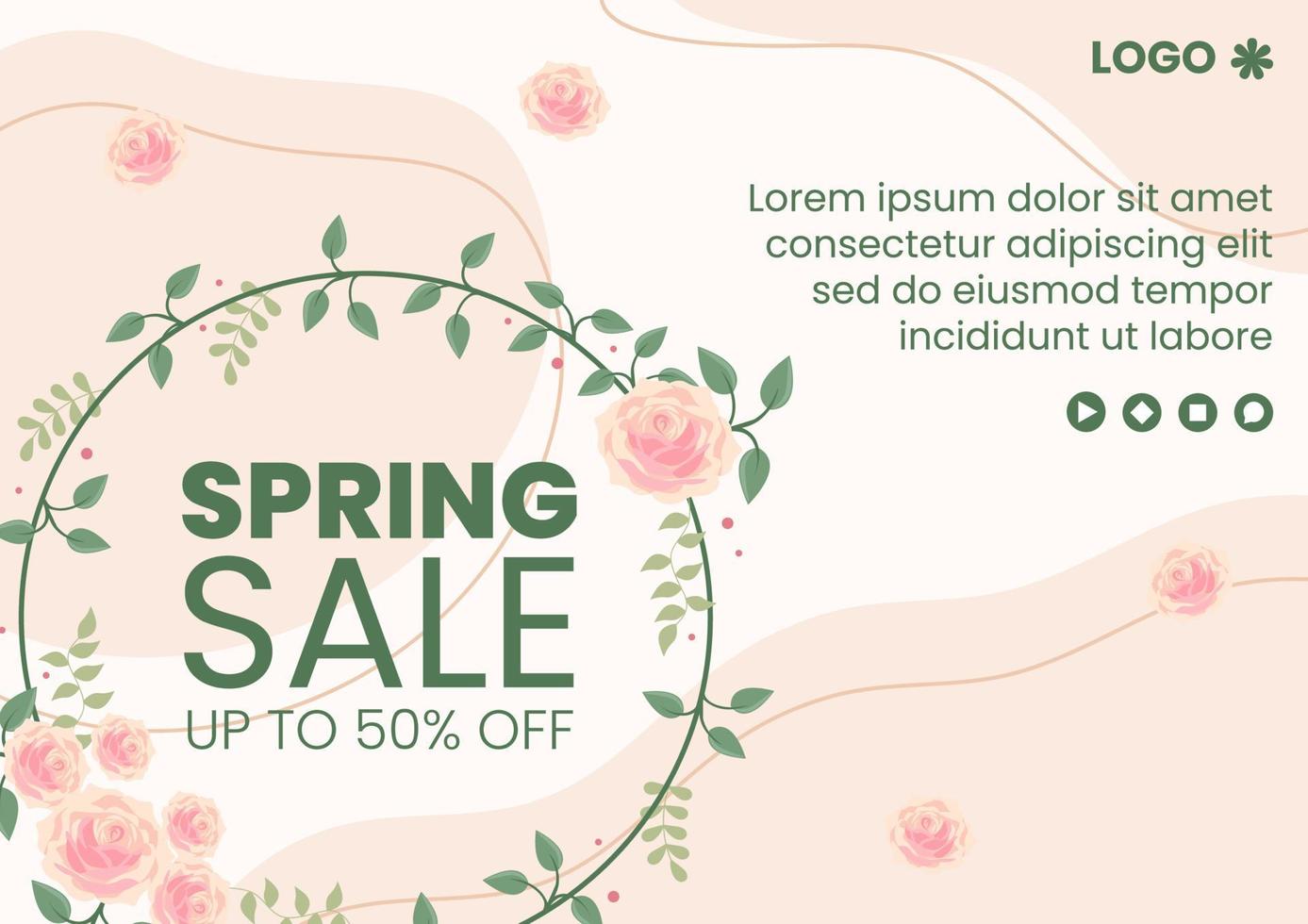 Spring Sale with Blossom Flowers Brochure Template Flat Design Illustration Editable of Square Background Suitable for Social Media or Greeting Card vector