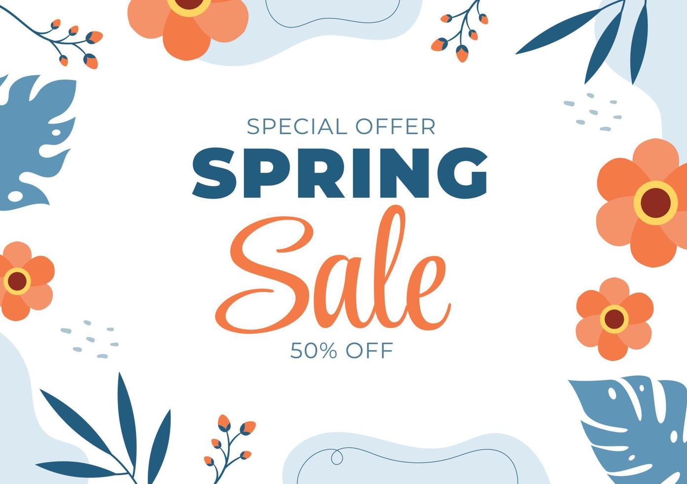 Spring Sale Blossom Flowers Background Natural Template Vector Illustration with Season Plant Suitable for Greeting Card, Invitation or Poster