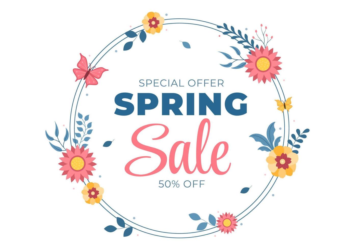 Spring Sale Blossom Flowers Background Natural Template Vector Illustration with Season Plant Suitable for Greeting Card, Invitation or Poster