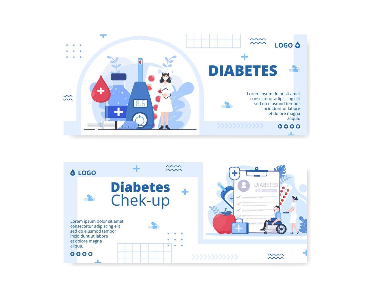 plantilla de banner de prueba de diabetes ilustración de diseño plano editable de fondo cuadrado adecuado para redes sociales de atención médica o tarjeta de saludos vector