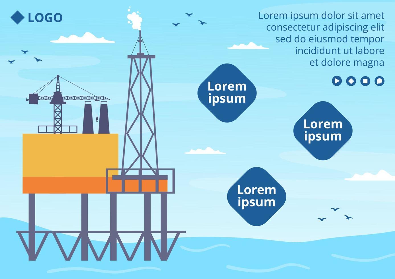 Ilustración de diseño plano de plantilla de folleto de la industria del gas y petróleo editable de fondo cuadrado para redes sociales o tarjeta de saludos vector