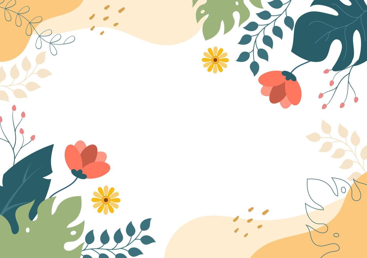 fondo de primavera con temporada de flores y plantas para promociones, revistas, publicidad o sitios web. ilustración de vector plano de naturaleza