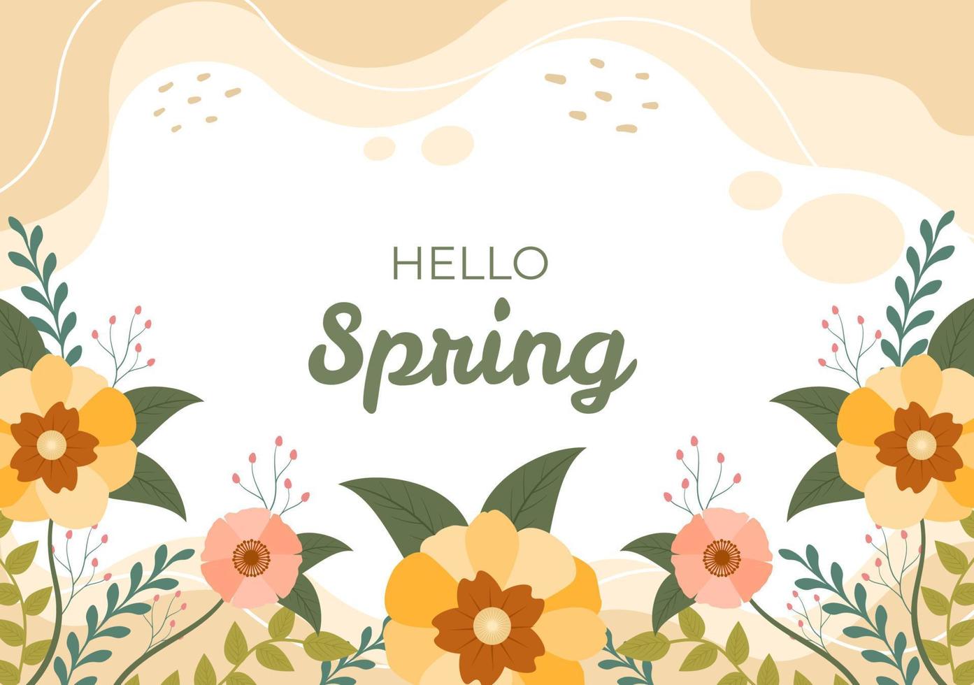 Spring Time Background with Flowers Season and Plant for Promotions, Magazines, Advertising or Websites. Nature Flat Vector Illustration