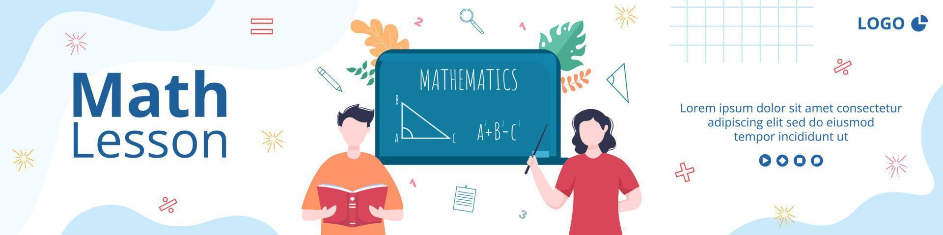 Learning Mathematics Education and Knowledge Banner Template Flat Illustration Editable of Square Background Suitable for Social Media or Web vector