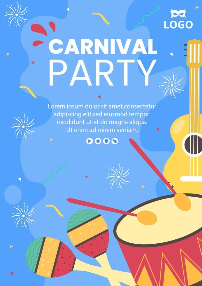 Happy Carnival Celebration Flyer Template Flat Illustration Editable of Square Background Suitable for Social Media or Greeting Card vector