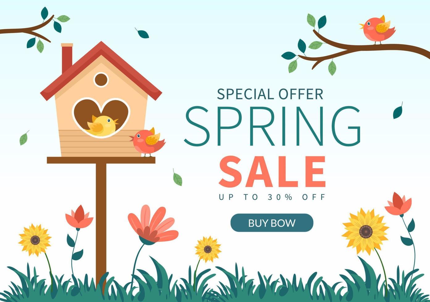 Spring Sale Blossom Flowers Background Natural Template Vector Illustration with Season Plant Suitable for Greeting Card, Invitation or Poster