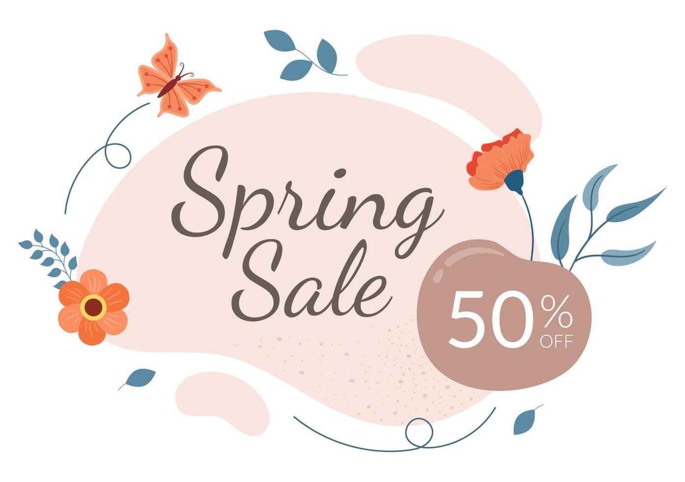 Spring Sale Blossom Flowers Background Natural Template Vector Illustration with Season Plant Suitable for Greeting Card, Invitation or Poster