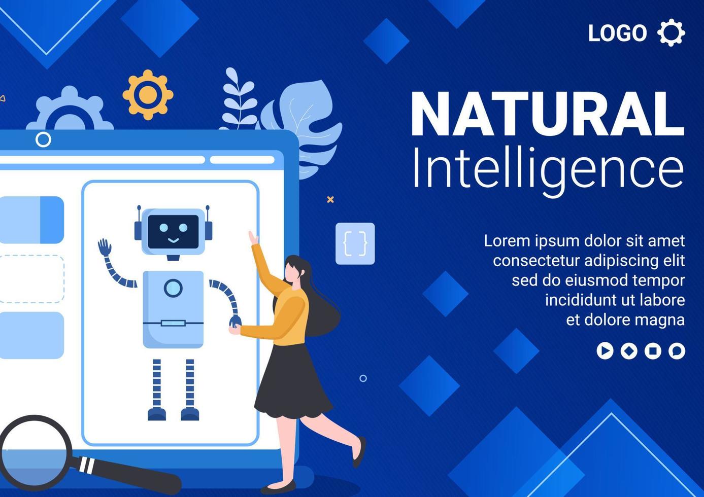 Artificial Intelligence Digital Brain Technology Brochure Template Flat Illustration Editable of Square Background for Social media or Greetings Card vector