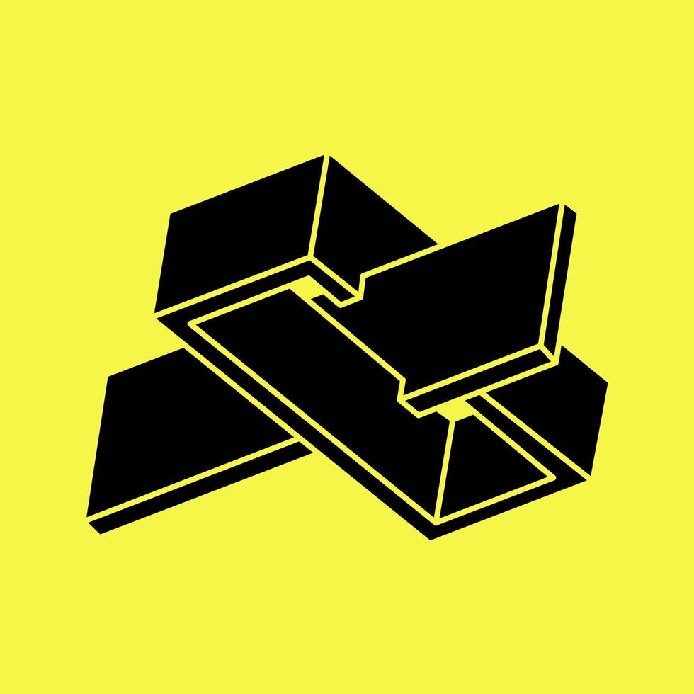 Impossible figure. Geometry. Optical illusion objects. Line design. Impossible shapes. Optical art. vector