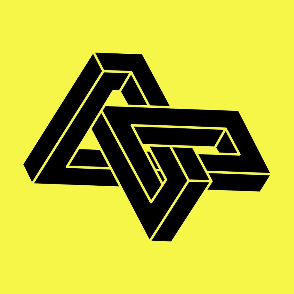 Impossible optical illusion shapes. Geometry. Optical art object. Impossible figures. vector