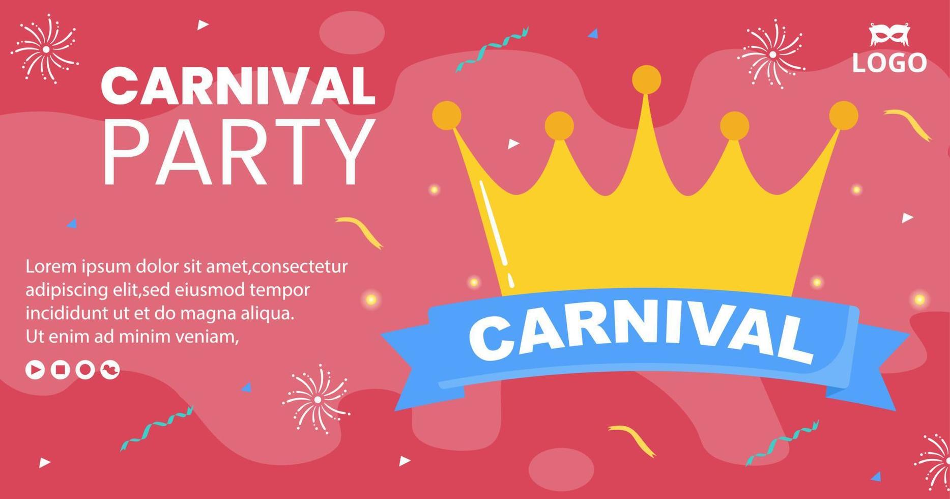 Happy Carnival Celebration Post Template Flat Illustration Editable of Square Background Suitable for Social Media or Greeting Card vector
