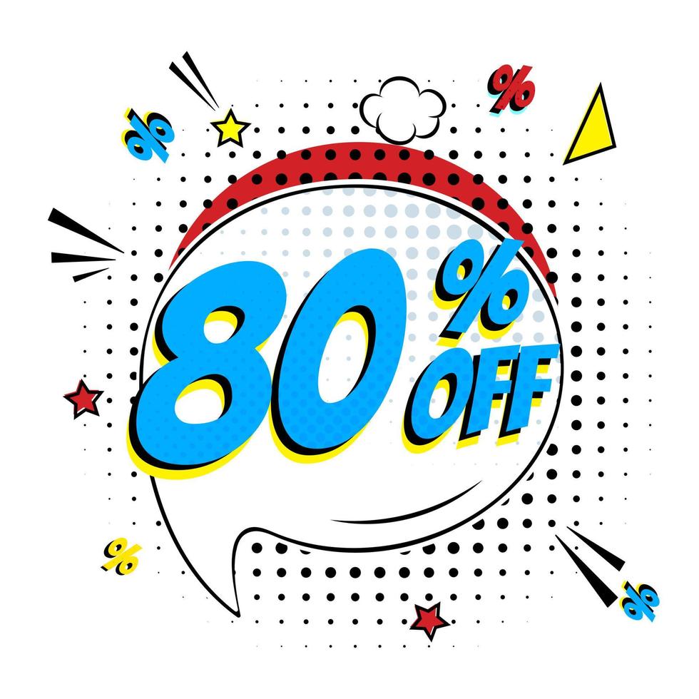 Comic lettering 80 percent off SALE in the speech bubble vector