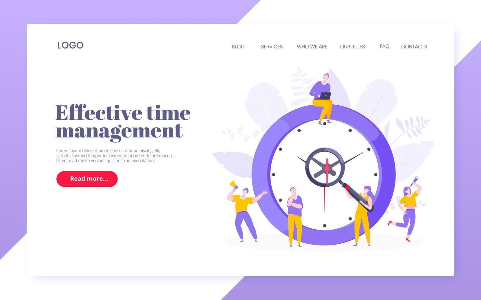 Effective work time management business concept flat style design vector illustration.