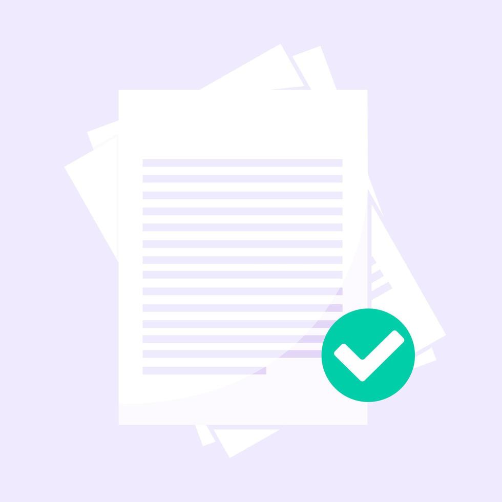 formulario de solicitud o préstamo de crédito aprobado, ilustración de vector de diseño de estilo plano de hojas de papel.