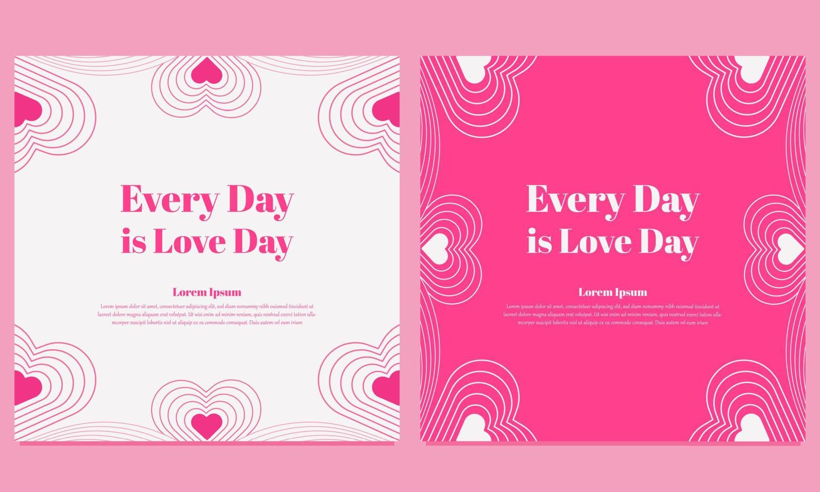 pink love valentines day social media post template vector