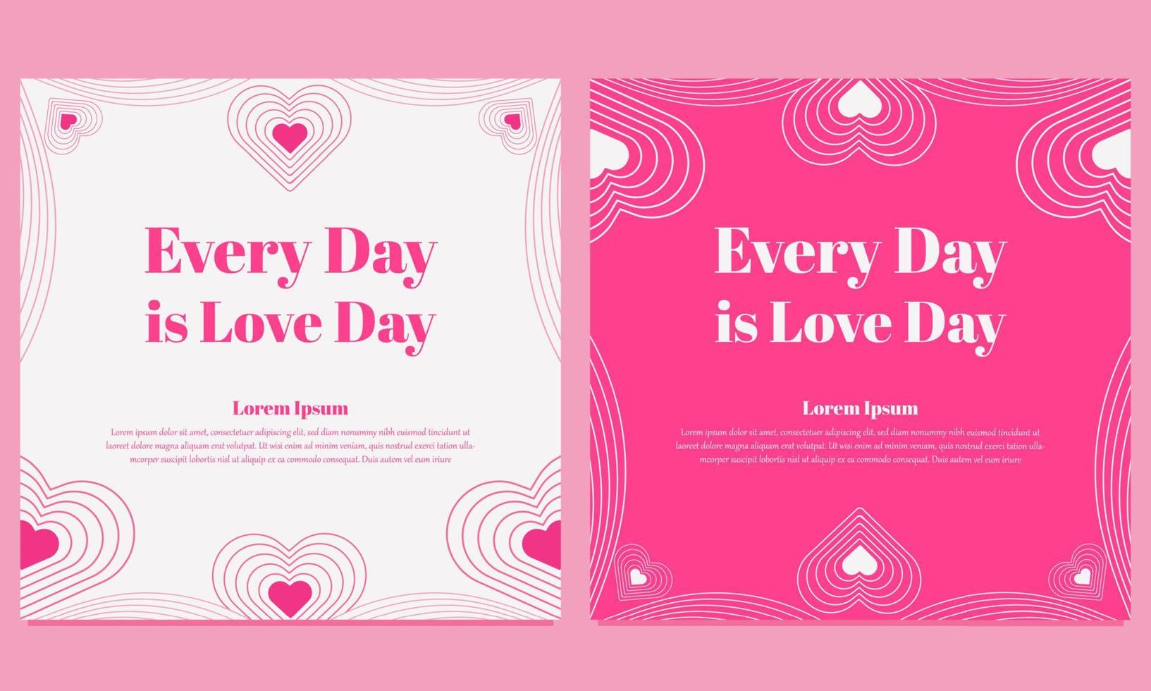 pink love valentines day social media post template vector