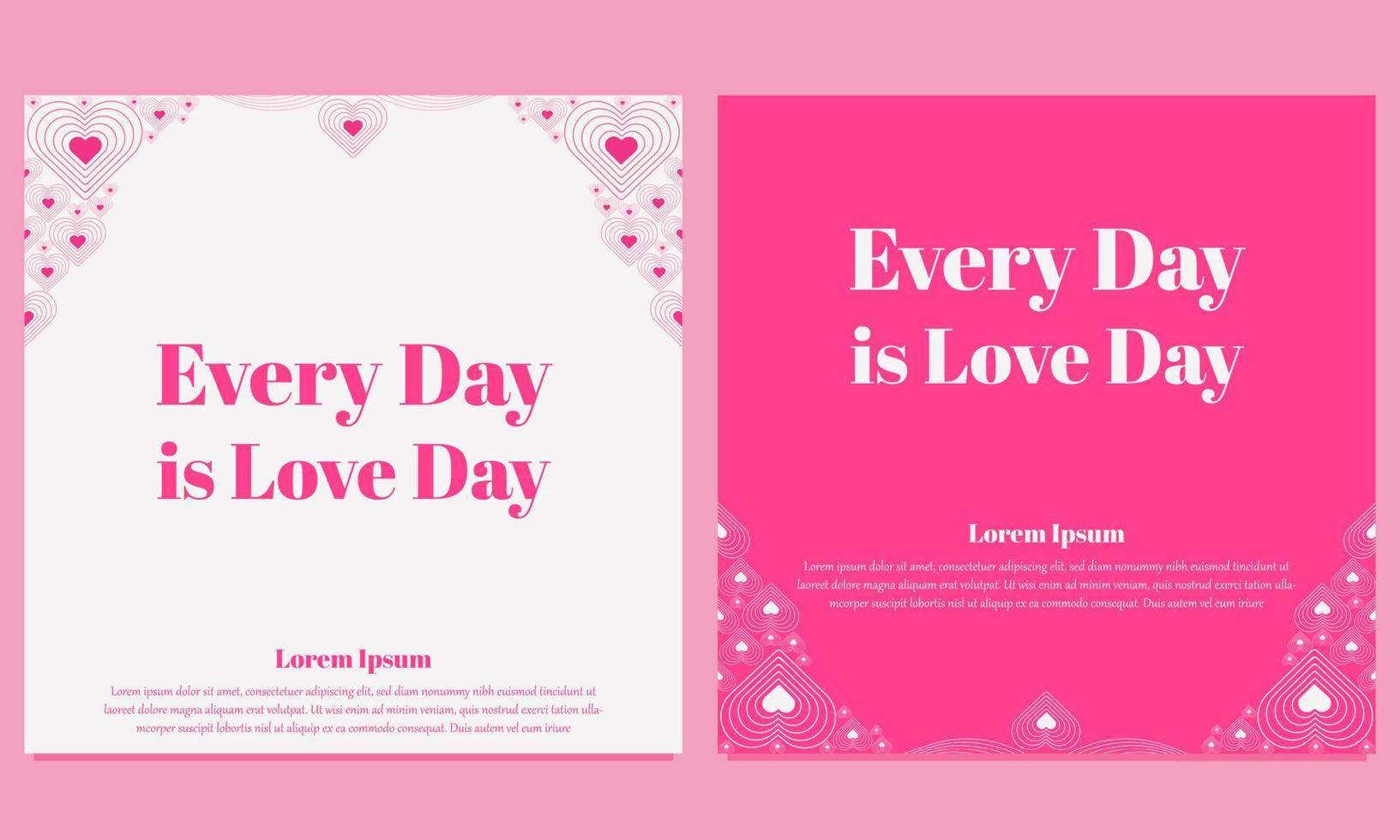 pink love valentines day social media post template vector