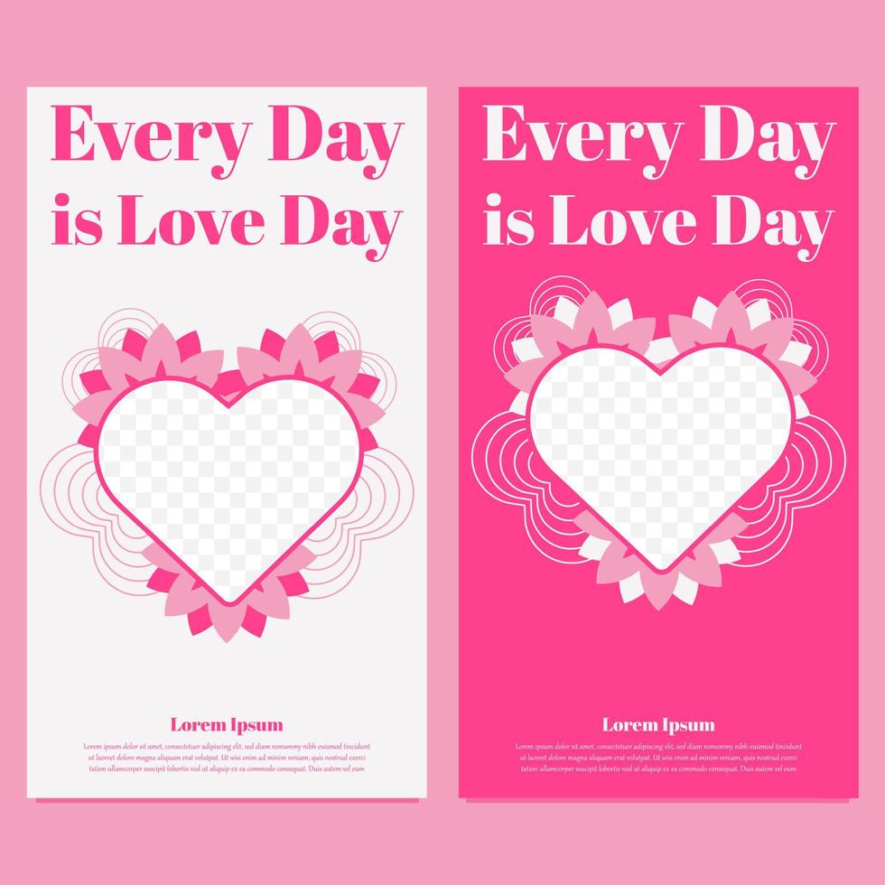 plantilla de historia de redes sociales del día de san valentín de amor rosa vector