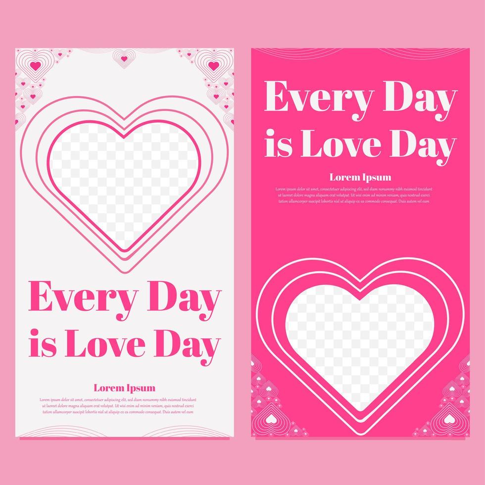 plantilla de historia de redes sociales del día de san valentín de amor rosa vector