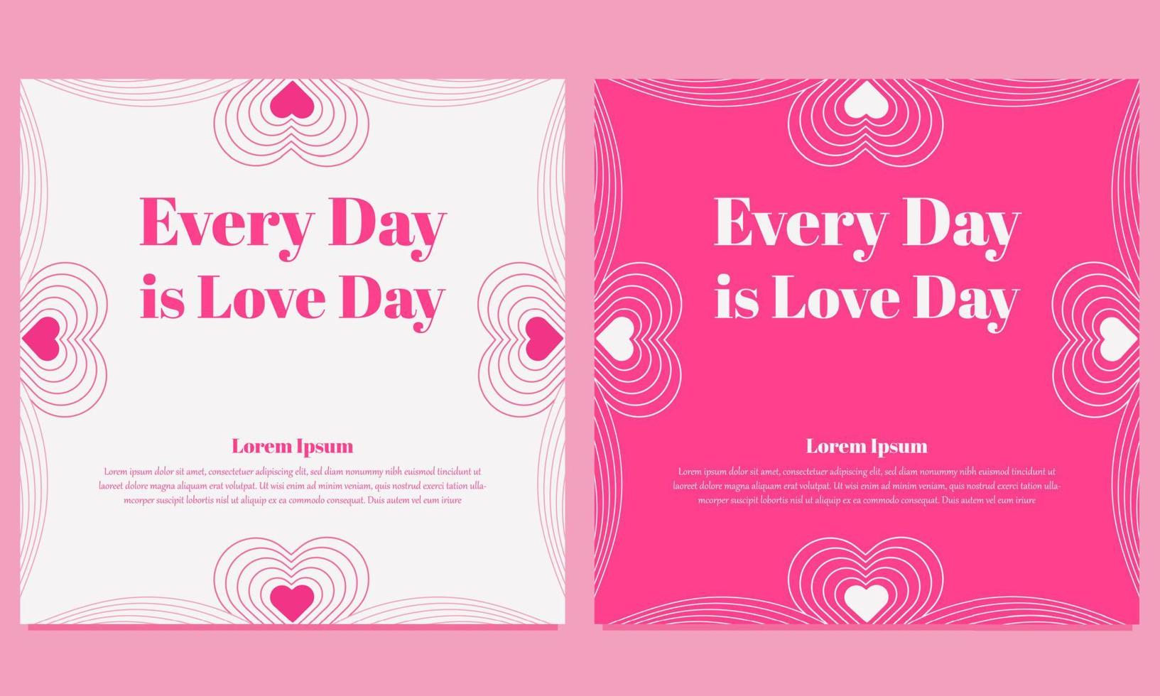 pink love valentines day social media post template vector