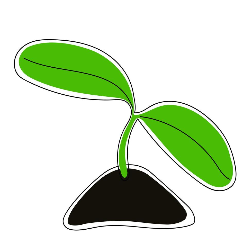 Hand drawn green sprout. vector