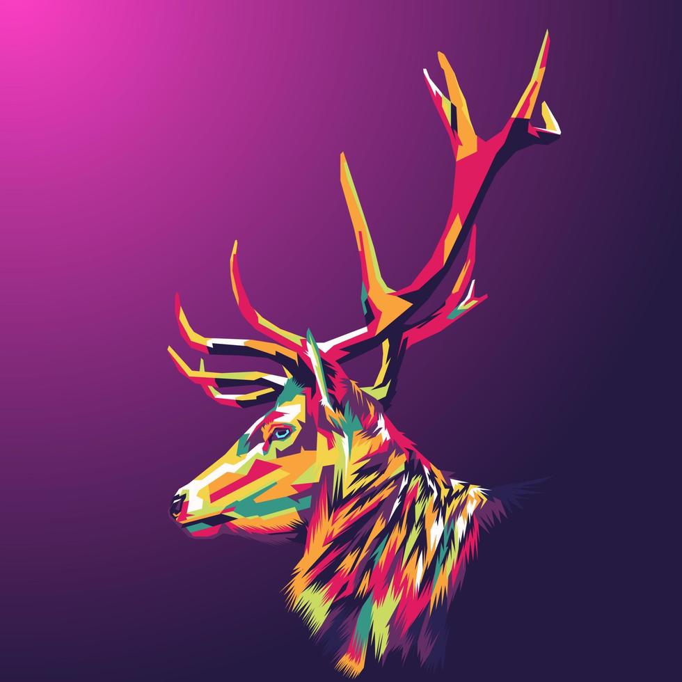 ciervo colorido en estilo pop art vector