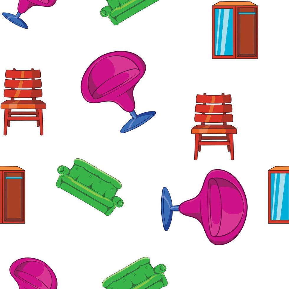 Furniture pattern, cartoon style vector