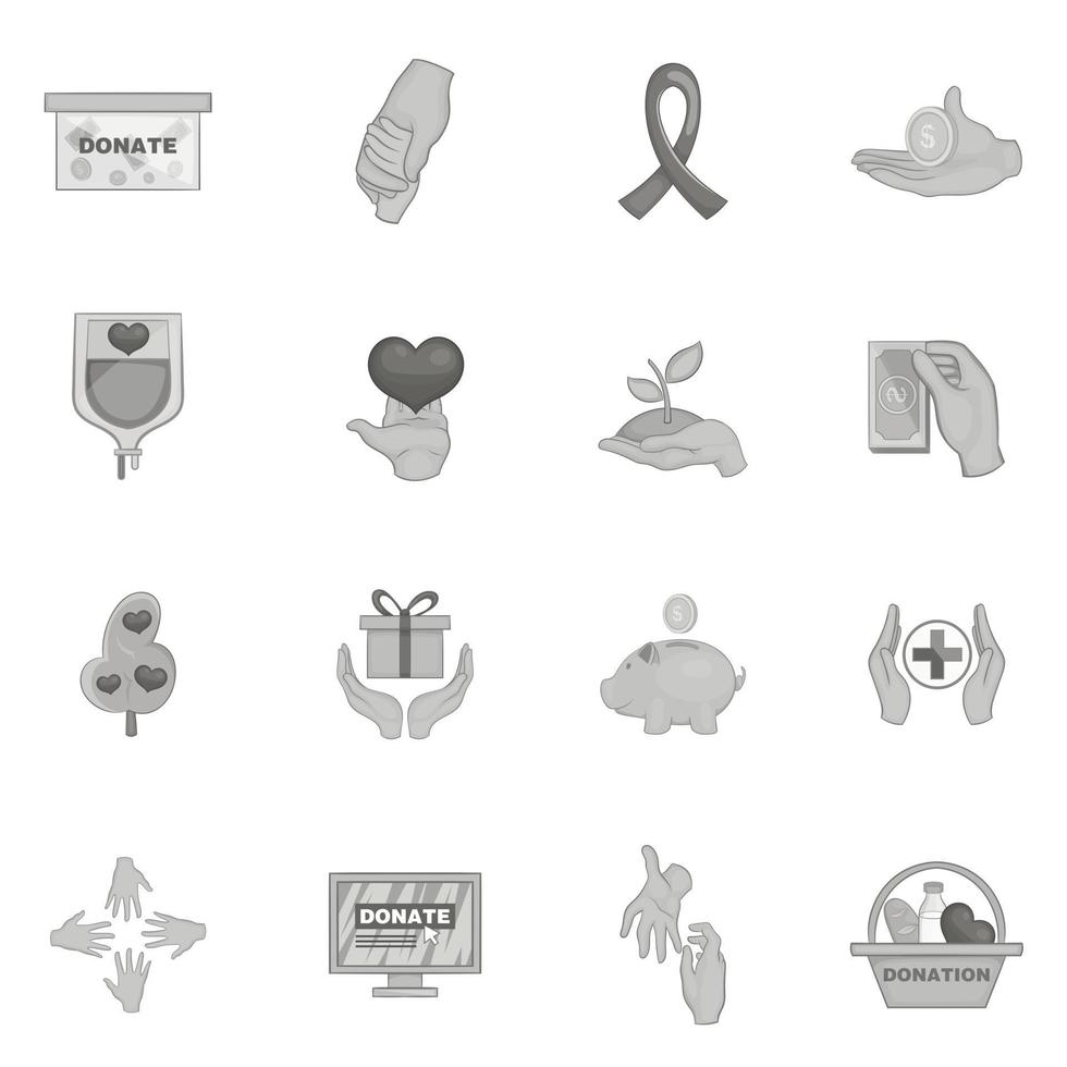Charity organization icons set vector