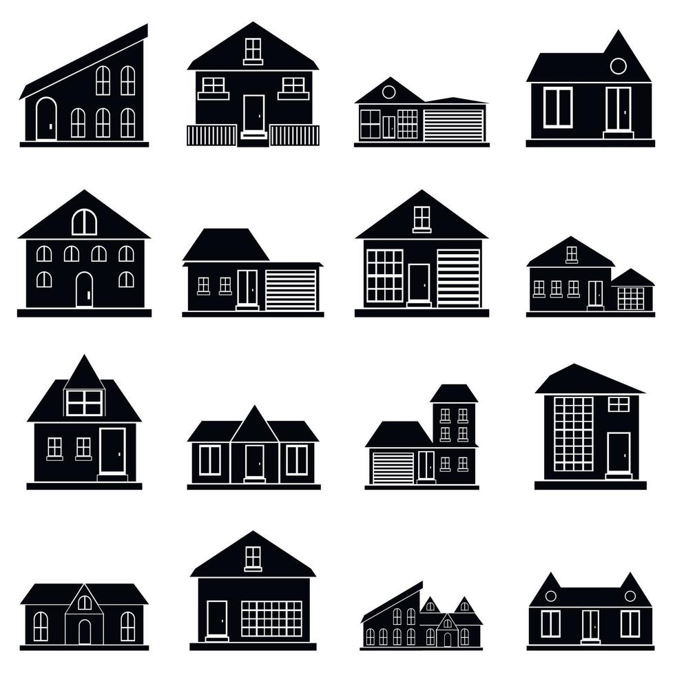 conjunto de iconos de casas, estilo simple vector