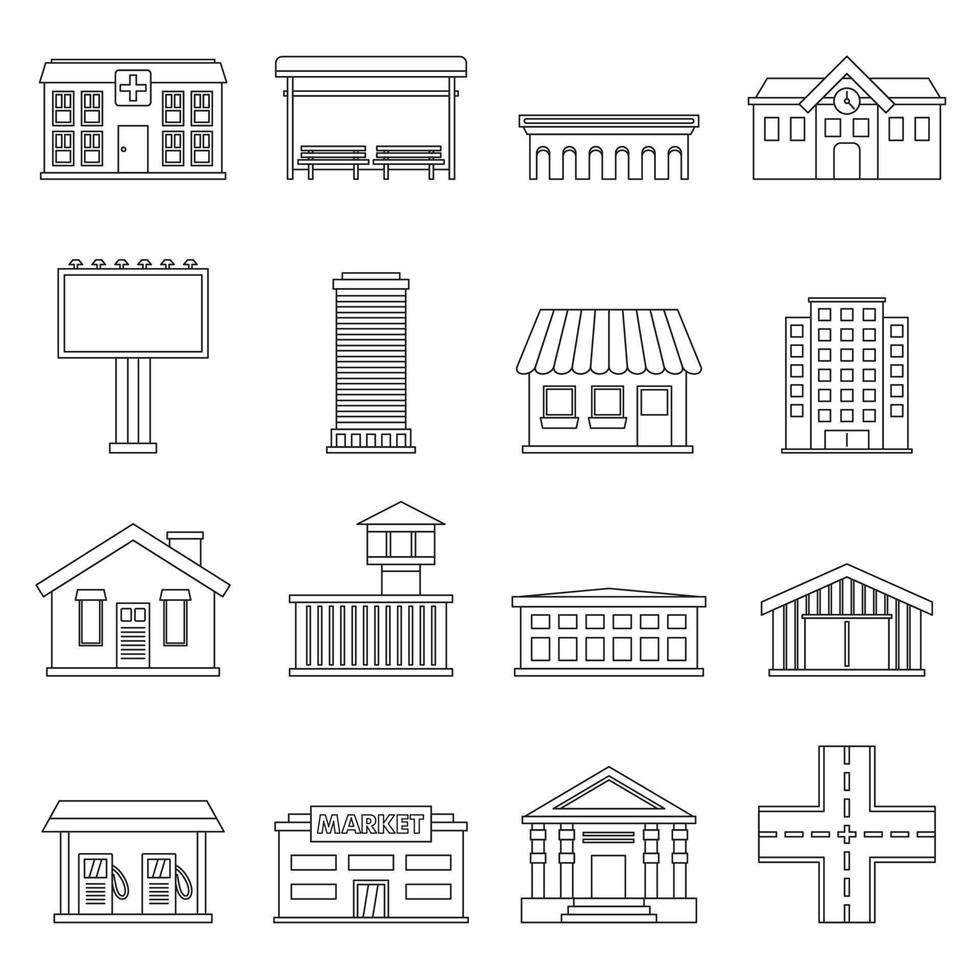 City infrastructure items icons set, outline style 5313047 Vector Art ...